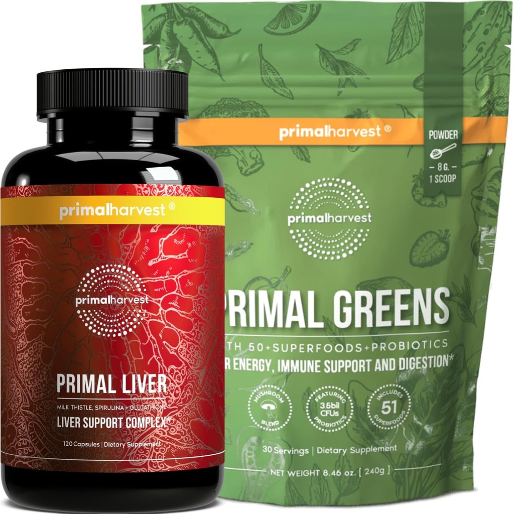 Colheita Primal Fígado & Verdes Pó Suplementos para Mulheres e Homens, Pacote