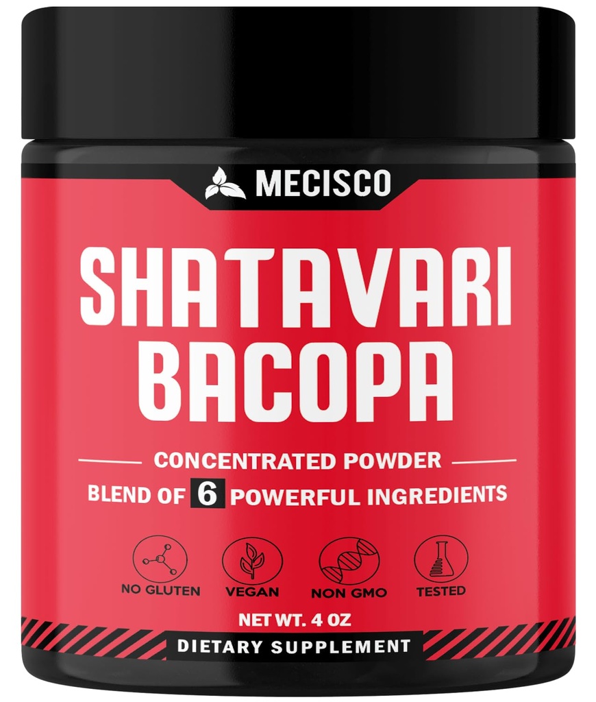 6in1 Shatavari Powder Organic - Misturado com Shatavari Root, Bacopa Monnieri, Ashwagandha Root, Vitex Berry, Fenugreek & Black Pepper - Apoia Rejuvenescimento, Promove Energia e Vitalidade - 4 Oz