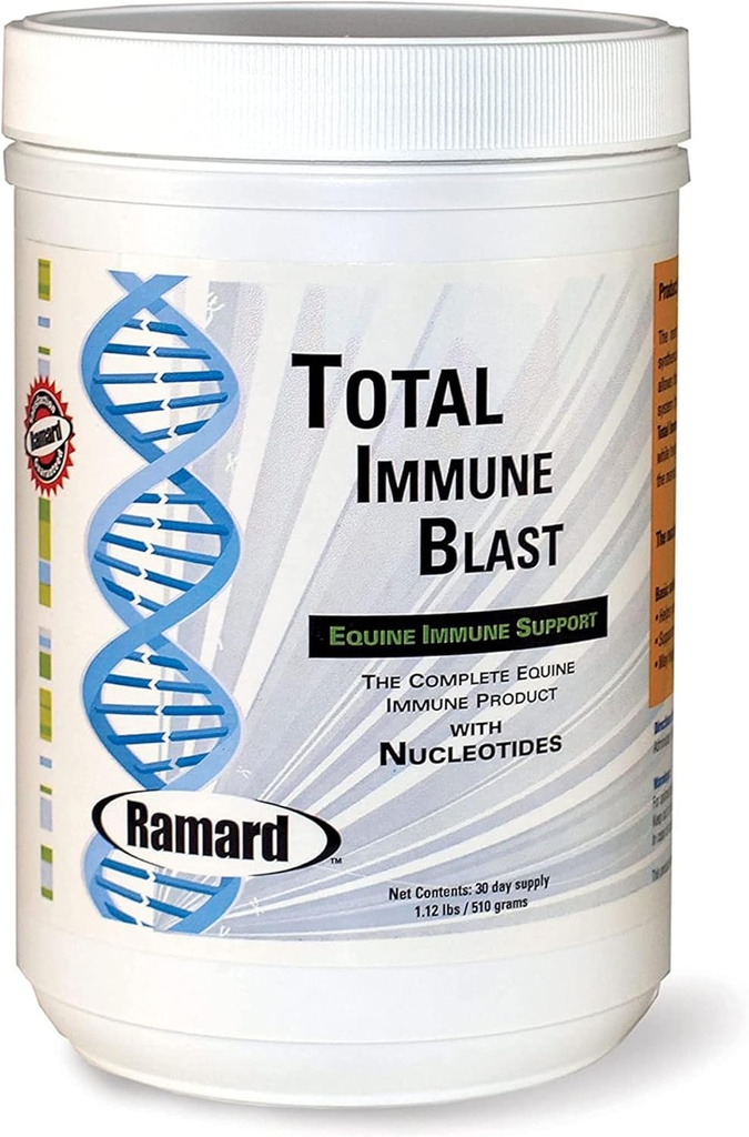 Ramard Total Imune Blast - Equine Imune Support, Horse Vitamina & Powder Supplement w/Zinc, Selenium, Omega 3, Omega 6 & Vitaminas w/Nucleotides, Equine Powder & Supplements 1.12 lbs. 30 dias de fornecimento