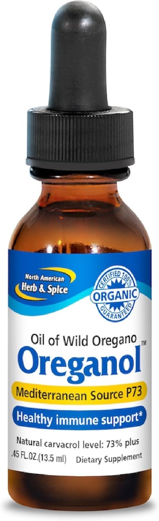 NORTE HERB & ESPECIARIA Oréganol - 0,45 fl. oz. - Óleo de orégano não processado, selvagem, orgânico - Fonte Mediterrânica P73 - Não-GMO - 194
