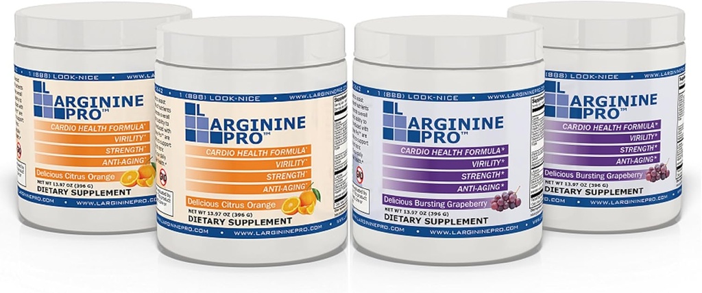 L-ARGININE PRO 5,500mg L-Arginina Plus L-Citrulina 1,100mg de laranja e uva em pó Suplemento de mistura para aumento da produção de óxido nítrico