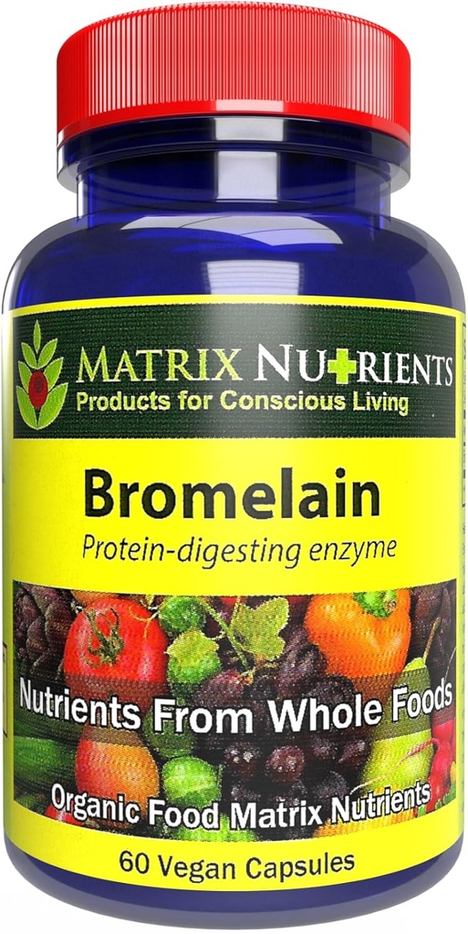 BROMELAINA - Altamente potente, 100% orgânico, Enzima digestiva de proteínas! Melhorar a digestão - Cápsulas Vegan (60ct)