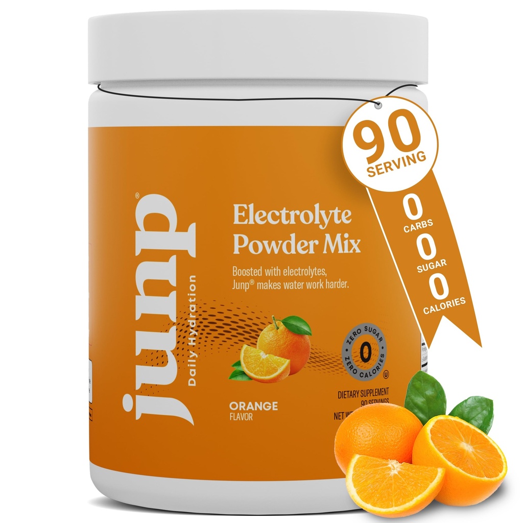 JUNP Electrolytes Powder No Sugar No Carbs, Doce Tangy Citrus Laranja Keto Electrolyte Drink Mix, Potássio & Sal Hydration Powder Electrolytes Zero Calory Sugar Free Electrolyte Powder, 90 Servings