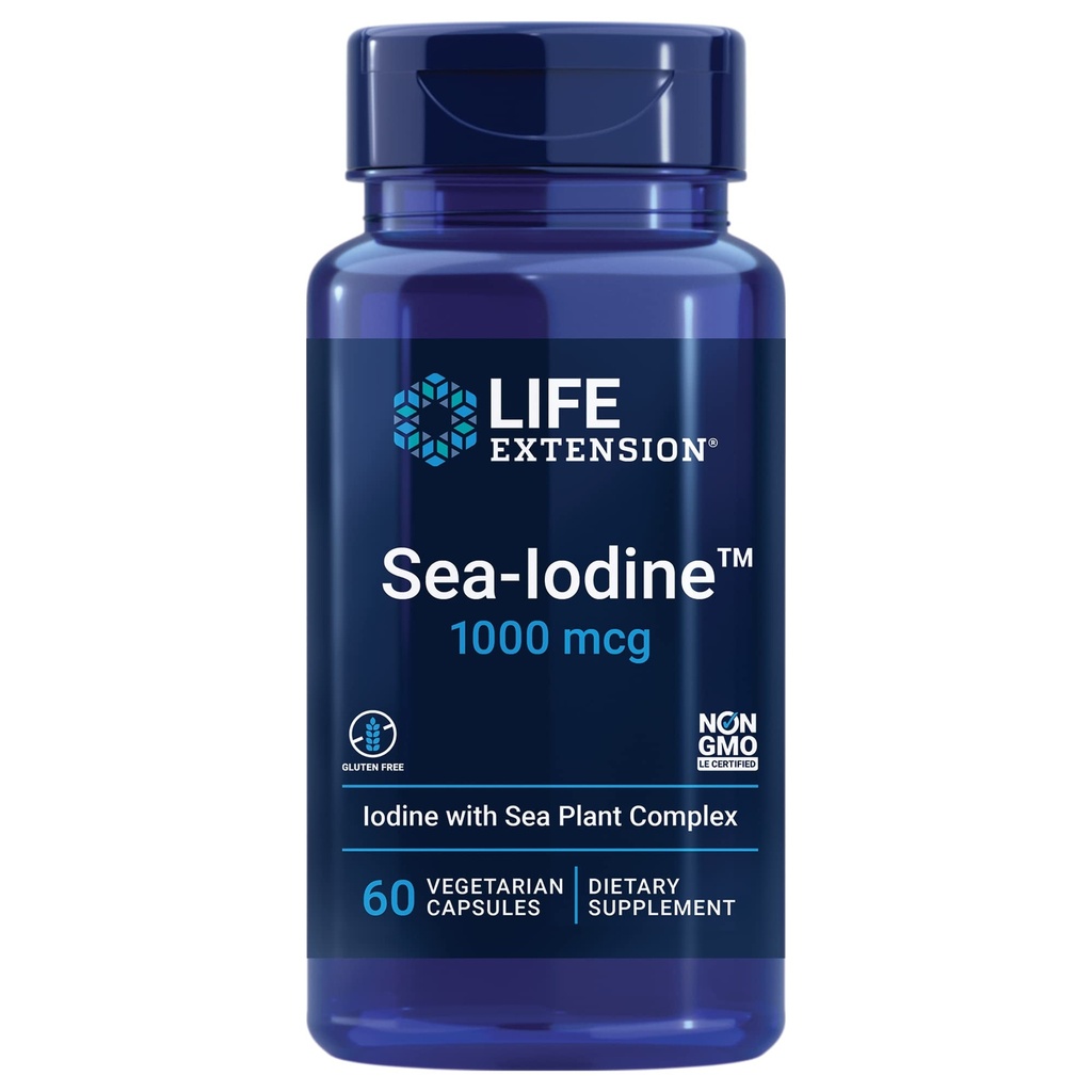 Extensão de vida Taurine 1000mg e Sea-Iodine 60 Cápsulas