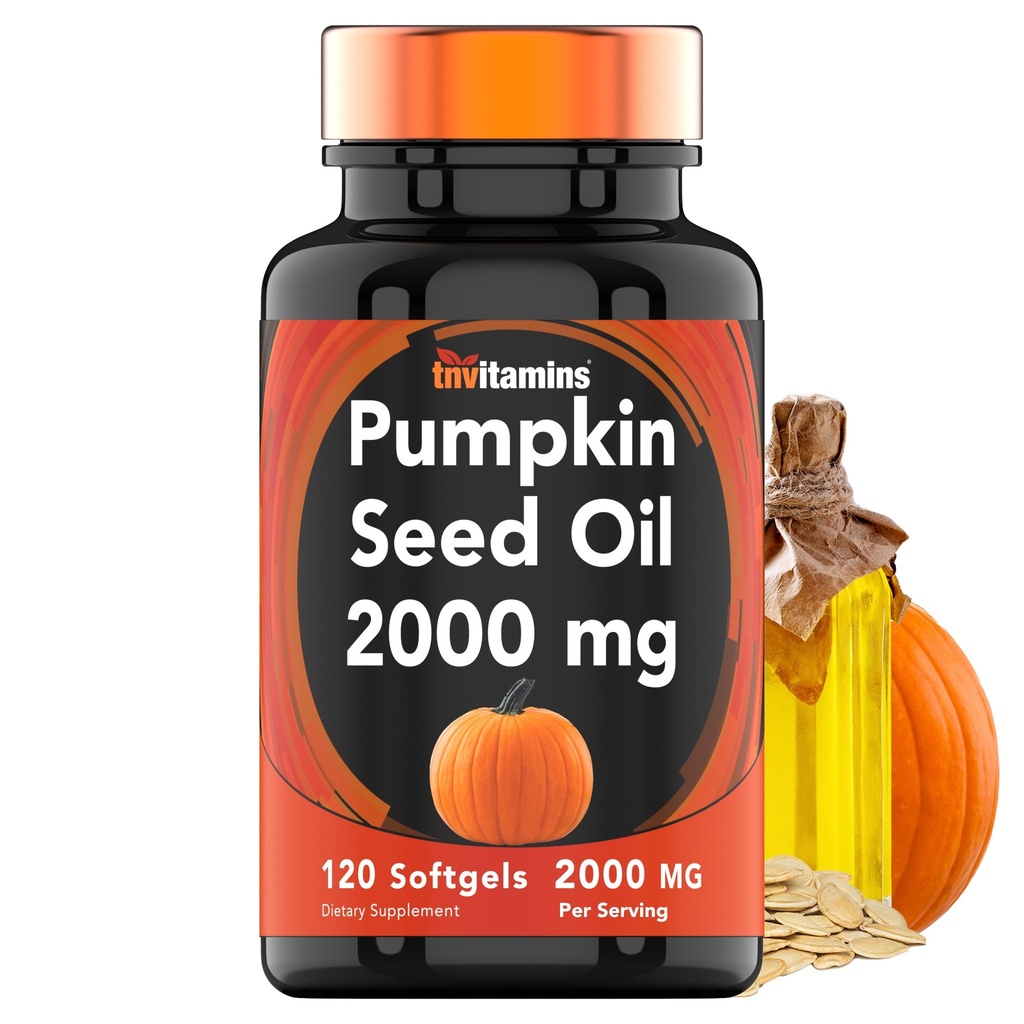 tnvitamins Pumpkin Seed Oil - 2000 mg Por Servindo x 120 Softgels □ Pumpkin Seed Oil Extract Supplement for Hair Growth and Bladder Control*