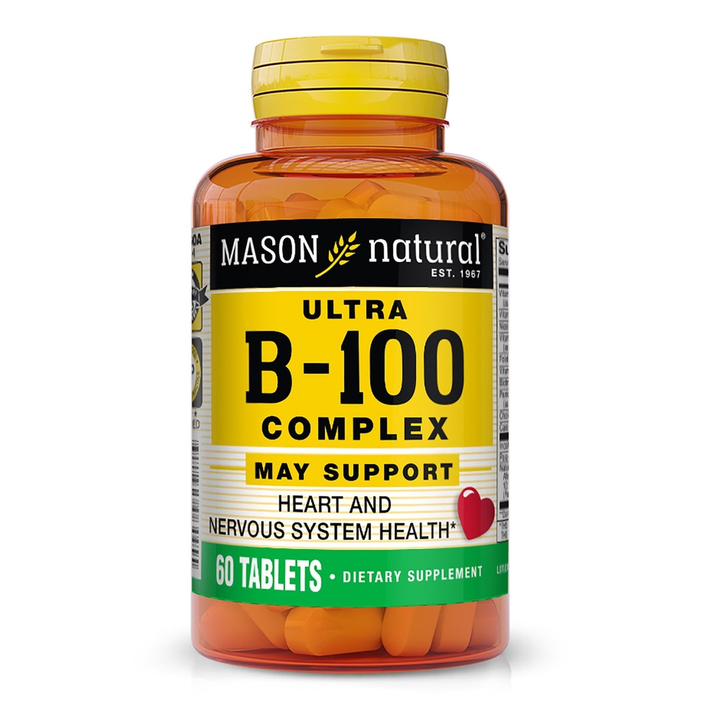 MASON NATURAL Ultra B.100 Complexo, 100, Abastecimento de Dia, para suporte imunológico normal e metabolismo energético