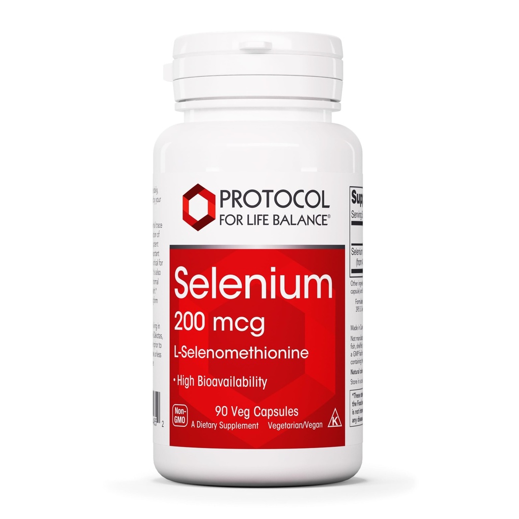 Protocolo Selenium 200mcg - Apoio Imune, Saúde da Tiróide e Próstata* - Suplementos Selenium - Vegetarian, Kosher & Halal - 90 Veg Caps