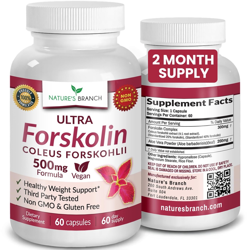Ultra Puro Forskolin para o gerenciamento de peso Força máxima Coleus Forskohlii Extrato de raiz em pó, 40% Suplemento Lean padronizado para homens e mulheres