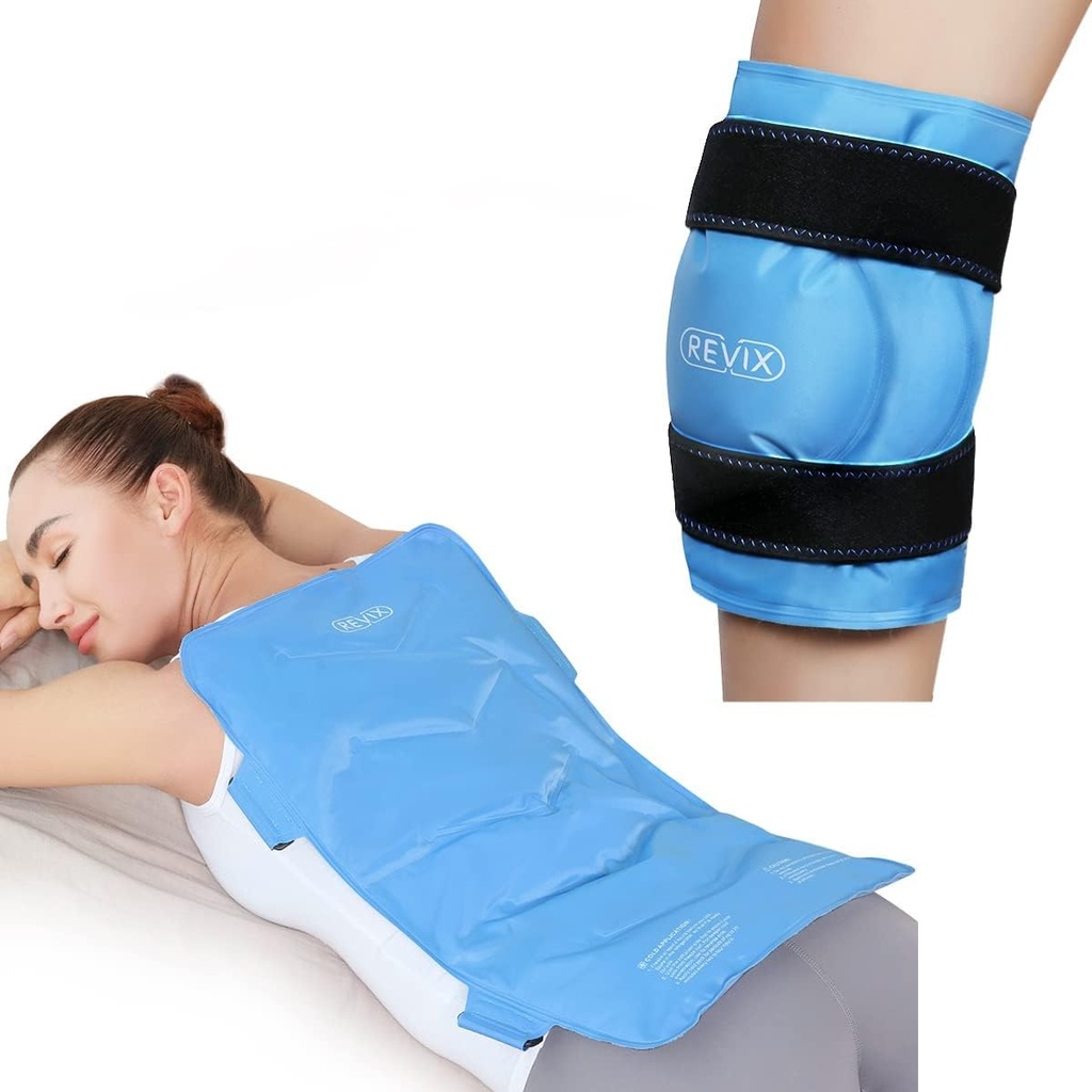 REVIX Full Back Ice Pack para lesões Reutilizável Grande Gel Ice Wrap para alívio da dor nas costas e XL Knee Ice Pack Enrole em torno de joelho inteiro após a cirurgia