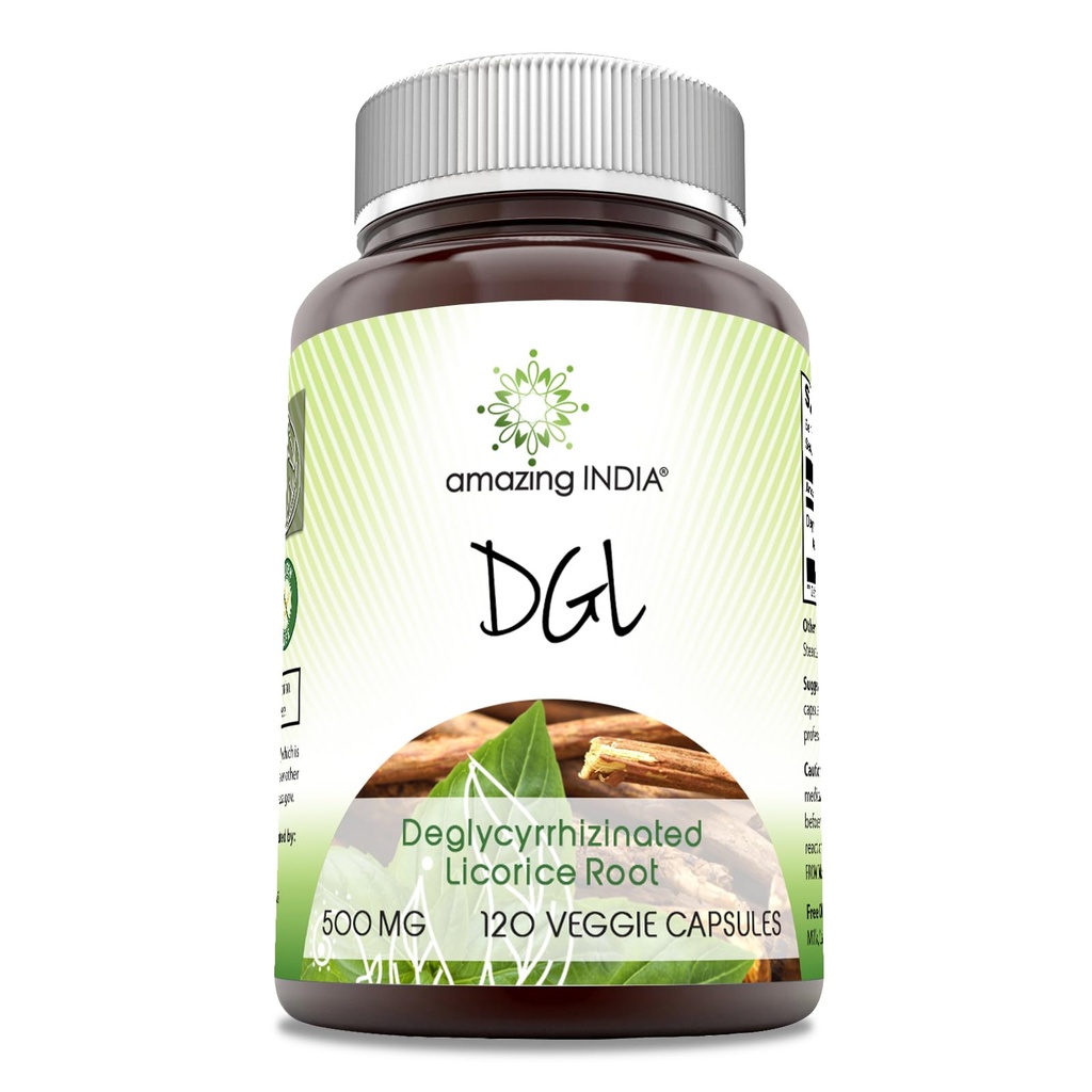 Incrivel Índia DGL 500 mg 120 Veggie Cápsulas Suplemento