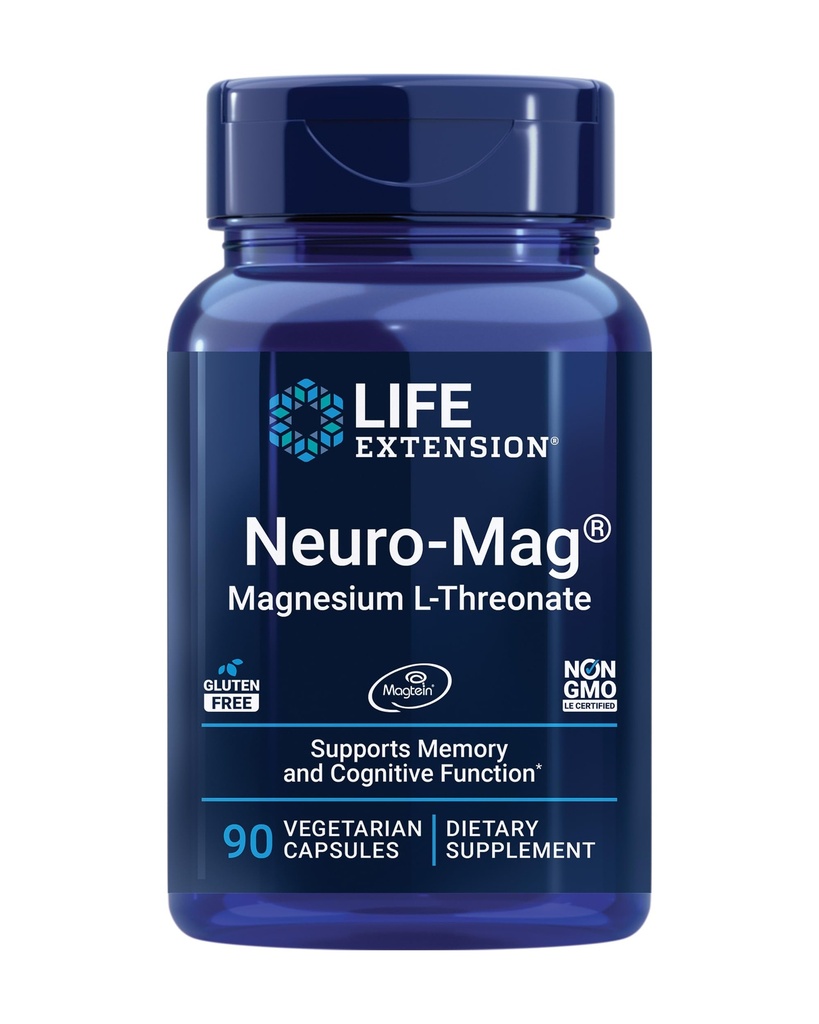 Extensão de vida Gamma E Tocoferols & Tocotrienols mistos 60 Softgels e Neuro-mag Magnésio L-treonato 90 Cápsulas Vegetarianas