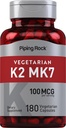 Piping Rock K2 MK7 Suplemento de Vitaminas 100 mcg 180 Cápsulas vegetarianas para Mulheres e Homens