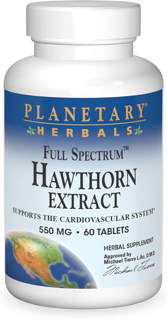Herbais Planetários Espectro Completo Hawthorn Extract 550 mg Tabs, 60 ct