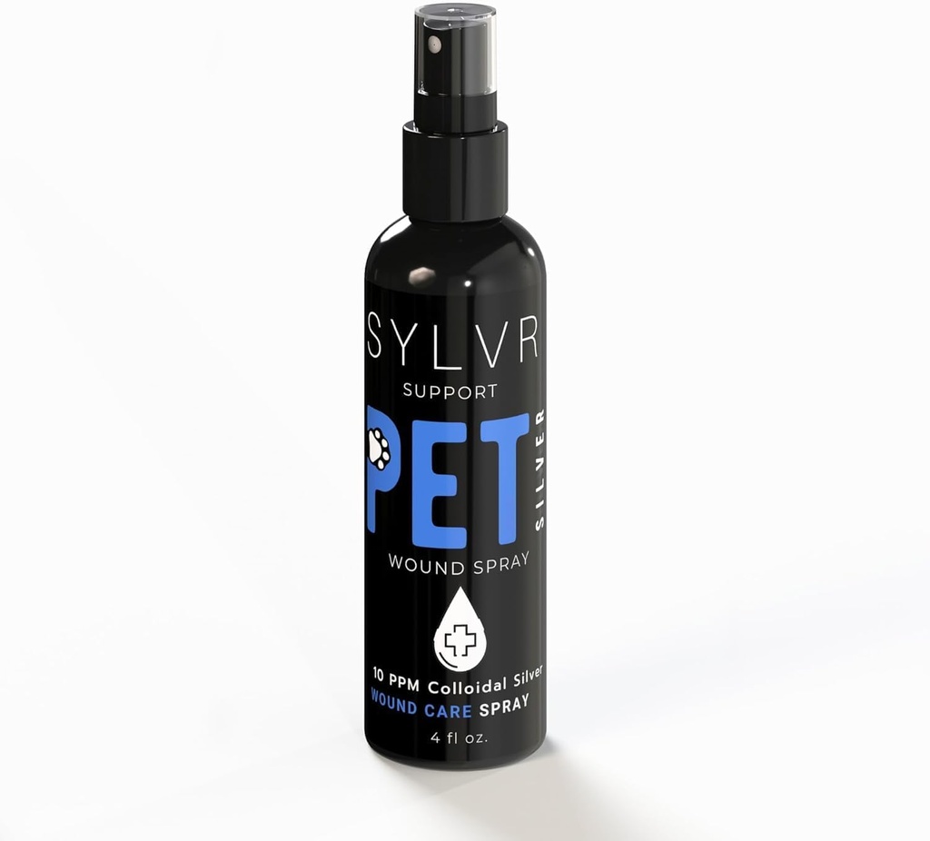 SYLVR WELLNESS- Coloidal SilverSol Pet, Cão, Gato, Feridas e Spray de Pele com Nano Silver, Made in USA, All Natural (4 oz.)