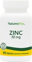 NaturesPlus Zinc Tablets - 30 mg, 90 comprimidos vegetarianos - Imune System Supplement for Cellular Growth & Repair - Promove Digestion saudável, Metabolismo & Visão - Gluten-Free - 90 Servings