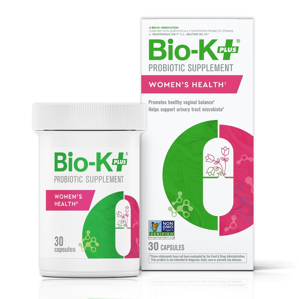 Bio K+ Women’s Health – Suplemento Probiótico para Mulheres Suporta Saúde Vaginal e Urinária com 2 bilhões UFC 2 Strains, Probióticos Vaginais para Mulheres – 30 Cápsulas
