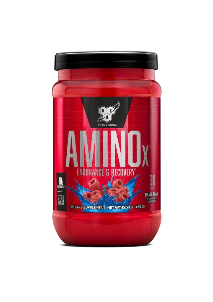 BSN Amino X Muscle Recovery & Endurance Powder com BCAAs, 10 gramas de aminoácidos, Keto Friendly, Cafeína Livre, Suporte Endurance, Açúcar Zero, Raz Azul, 30 porções (Packaging May Vary)