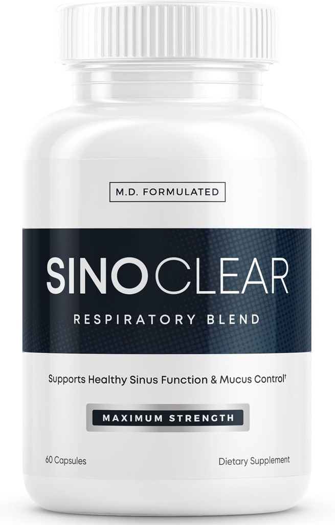Sinoclear Lung Detox & Sinus Pressure Alief Supplement (60 Caps): Descongestionante nasal limpo e natural, alívio sinusal, & Lung Cleanse Blend - NAC, Andrographis, & Thyme Leaf - GMO-Free & Made in USA