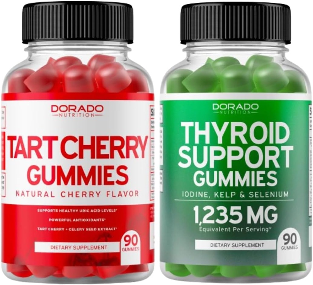 Tart Cherry (90 chicletes) Nível de ácido úrico Suporte para adultos - poderoso antioxidante com sementes de aipo e suporte de tireóide (90 pastilhas) Ashwaganda & Bladderwrack Suplemento de suporte - Vegan & Made in USA