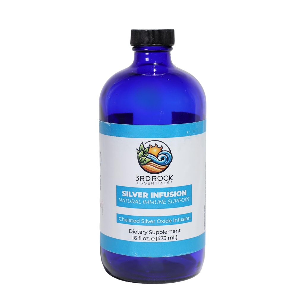3rd Rock Essentials Silver Infusion 150 PPM Silver Oxide Suplemento dietético tônico Todos os naturais líquidos Imune Suporte Suplemento pessoal (16 onças)