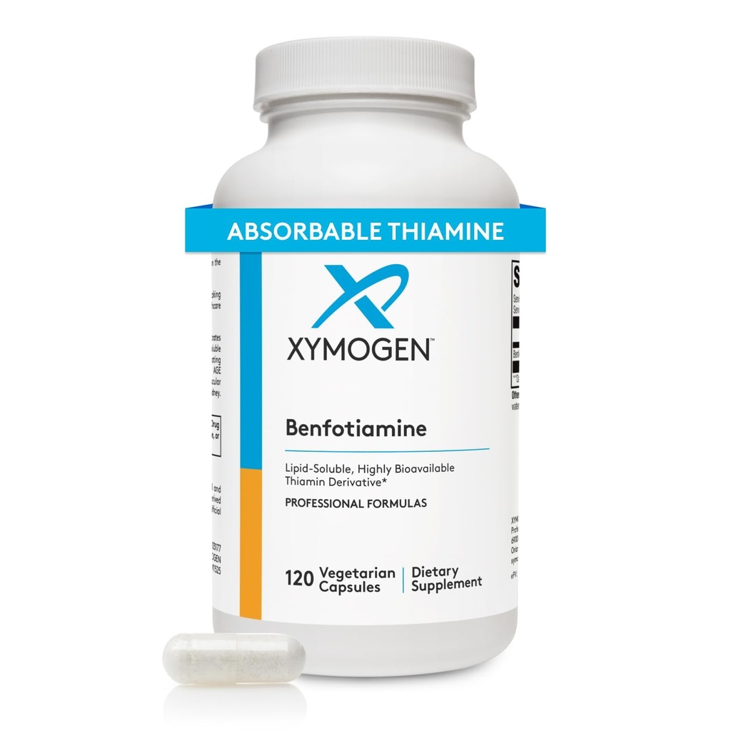 XYMOGEN Benfotiamina 300mg - Altamente Biodisponível Thiamina B1 Suplemento Derivativo para apoiar Metabólico, Nervo + Saúde Vascular (120 Cápsulas)