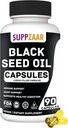 Vegan Black Seed Oil 1000mg. Óleo de Cominho Preto Pressionado a Frio para Imune, Estrutura, Pele e Digestão Não-GMO, Glúten e Gelatina Grátis - 45 Servings, 90 Cápsulas Enchedas Líquidas