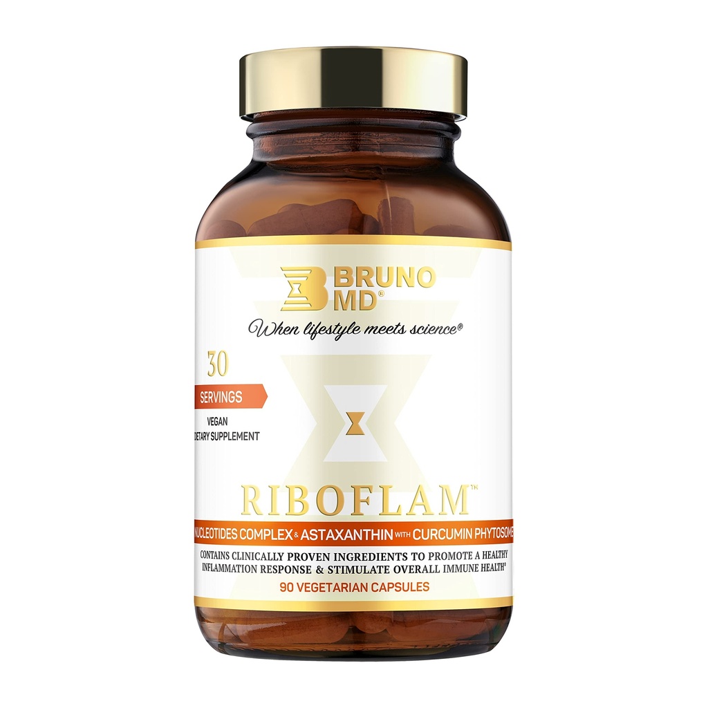 Riboflam, Ingredientes Ingredientes Imune Sistema clinicamente comprovados, Resposta inflamatória saudável, Fitossoma de Curcumina, Nucleotídeos, 100% Vegan