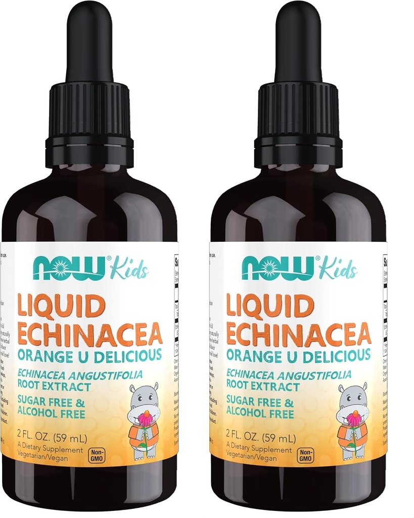 Now Supplements, Kids Liquid Echinacea with Dropper, Imune System Support, Formulado para Crianças, 2 Fl Ounce, Embalagem May Vary (Pacote de 2)