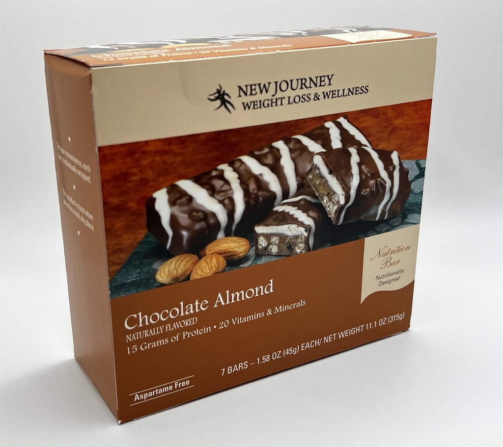 Chocolate Amêndoa Bar - Nova jornada Perda de peso & Bem-Estar - Alta Protein Nutrition Bar (7 barras / caixa)