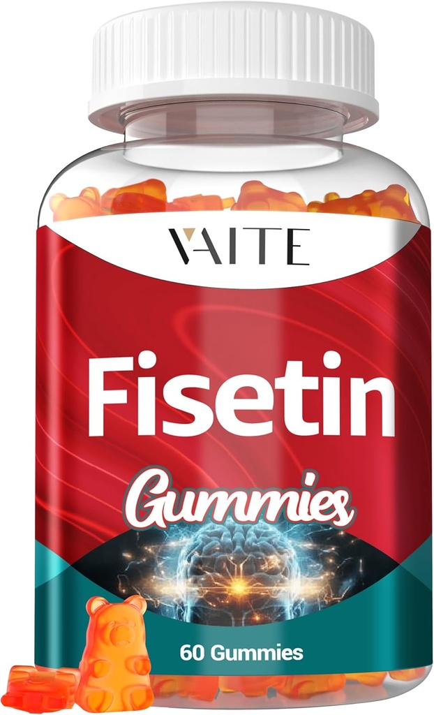 Fisetin Suplementos 500mg - Gummy Suplemento, poderoso mistura antioxidante para suporte à saúde celular - Vegan & Fórmula não-GMO com flavonoides e extratos de plantas, aumentar a função cognitiva, 60 chicletes