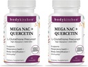 Body Kitchen Mega NAC (N-Acetil Cysteine) 600 mg com Quercetina, Suporta Saúde Respiratória e Imune Função e Promove Detox Fígado e Rim, Veggie Caps, (Pacote de 2)