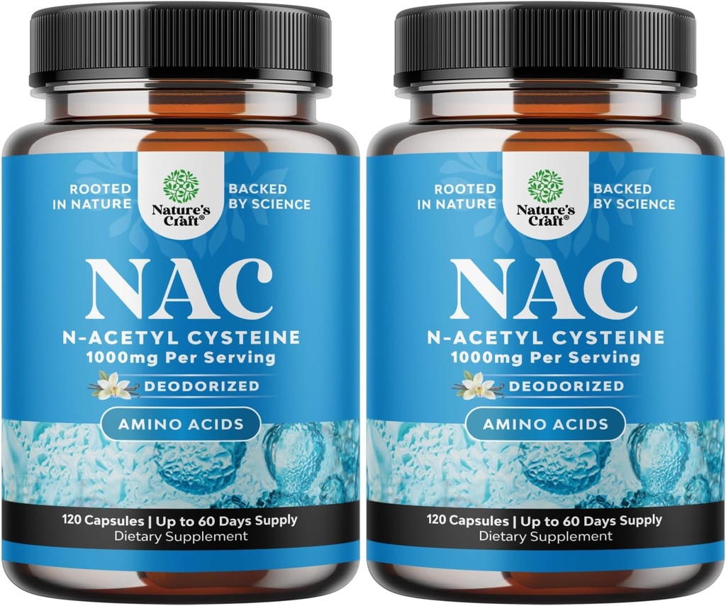 NAC Suplemento N-Acetil Cysteine 1000mg - Vegan Alta Absorção Não-Smelly NAC 1000mg Cápsulas Glutationa Precursor para Fígado Cleanse Detox & Repair Plus Lung Health and Immunity Support (4 meses)