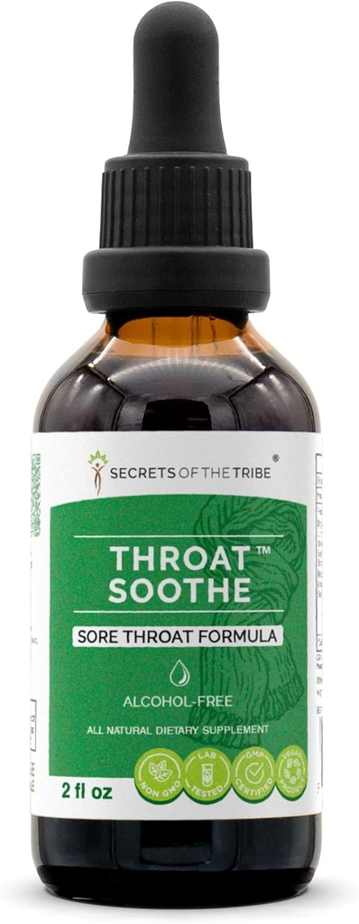 Garganta Soothe Alcohol-free Extract, Drops de ervas de alta potência, Tintura Feito de Tintura, Alcaçuz, Elm escorregadio, Marshmallow, Sage, Echinacea, Elderberry. Garganta ferida Fórmula 2 onças