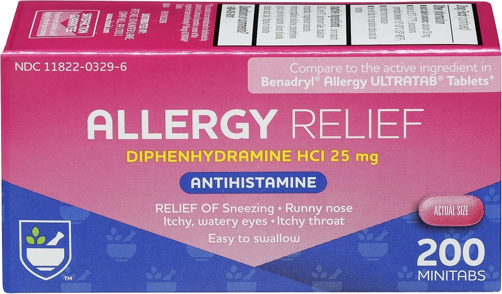 Rite Aid Anti-histamínico Alergia Alívio com Difenidramina Medicina Alergia
