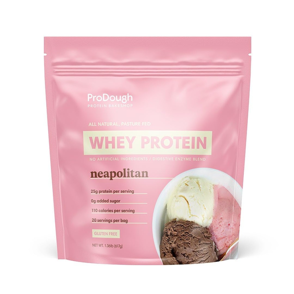 ProDough Gourmet Whey Isolate Hydrolized Protein Powder for Shake Mix- Easy Digest Enzyme Blend, 25g Protein per Serving, Ingredientes naturais, Sem glúten, Keto Friendly (Napolitano)