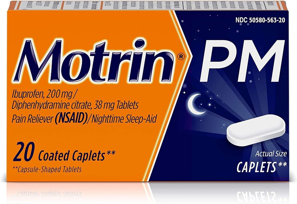 Motrin Motrin Pm Caplets revestidos, 20 caplets (Pacote de 3)