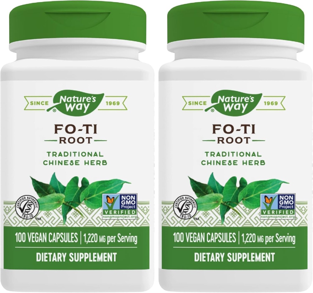 Maneira da natureza Fo-Ti Root, Herb tradicional chinês, 1,220 mg por serviço, 100 cápsulas (Pacote de 2)
