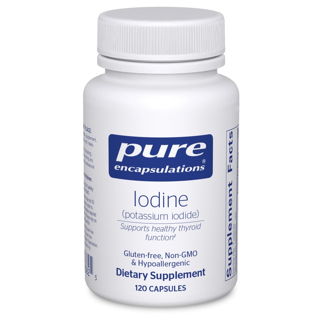 Iodo de Encapsulamento Puro - Suplemento para apoiar a tireóide e ajudar a manter o metabolismo celular saudável - com Iodeto de Potássio Premium - 120 Cápsulas