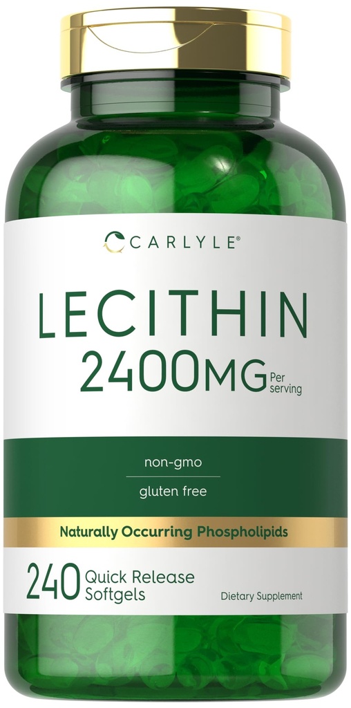 Carlyle Lecithin Supplement 2400mg 240 Cápsulas de Softgel com Phospholipid naturalmente occuring