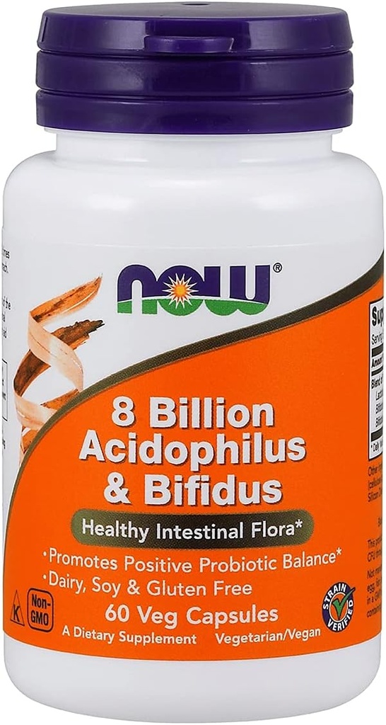 Acidophilus & Bifidus 8 Bilhões VCaps, 60 quilates