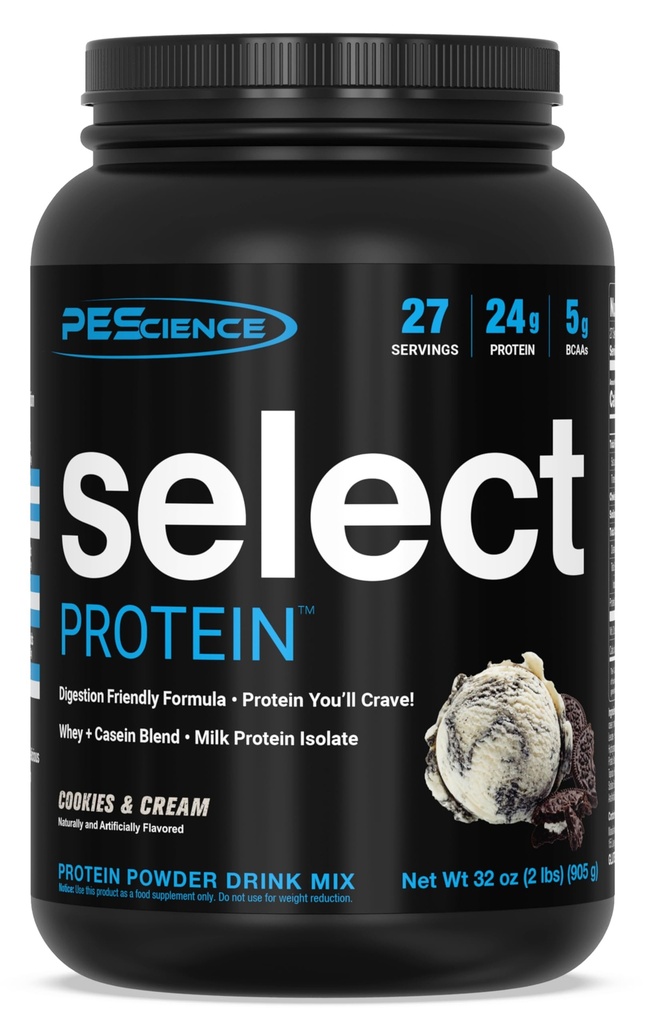 PEScience Select Protein Powder, Whey and Casein Blend, Clean Protein Powder for Women and Men, Low Calorie, Low Carb, Keto Friendly, Gluten Free - Cookies e Creme - 27 Servings