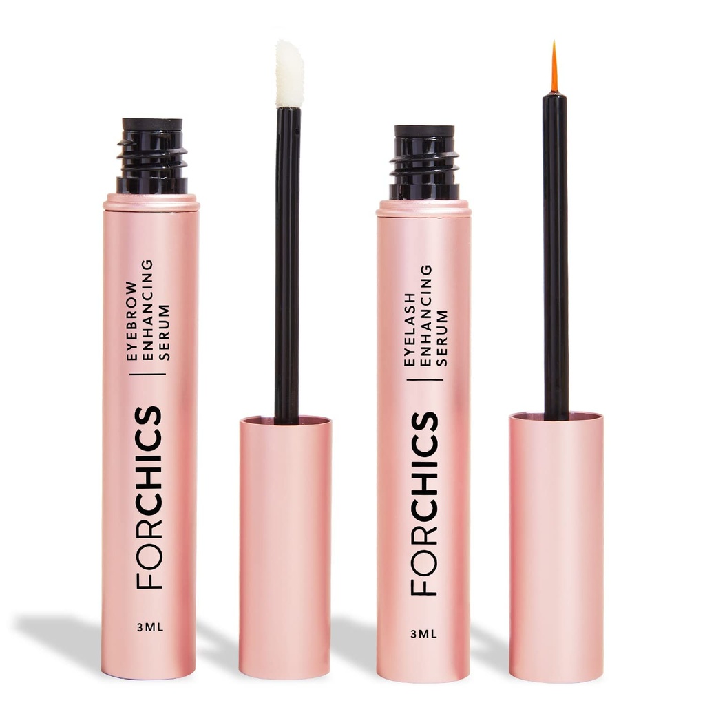 Lash & Brow Grow Growth Bundle – Enhancer sem hormônios para Lashes mais longos & Fuller Brows – Vegan, Natural & Gentle Serum Duo para 24/7 Nutrição e Fortalecimento [2x 0,10 fl. oz / 3ml]