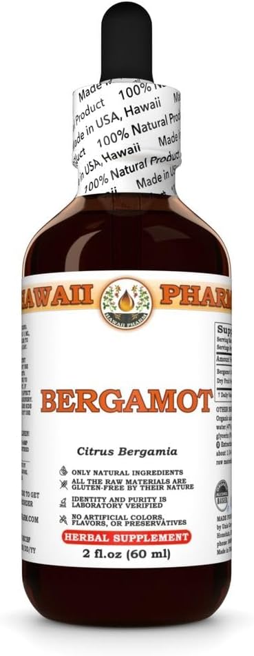 Extrato de Bergamota, Tintura para Equilíbrio Lípido, Suporta Clareza Cognitiva, Desconforto Conjunto de Facilidades, Bem-Estar Natural - 2 fl.oz