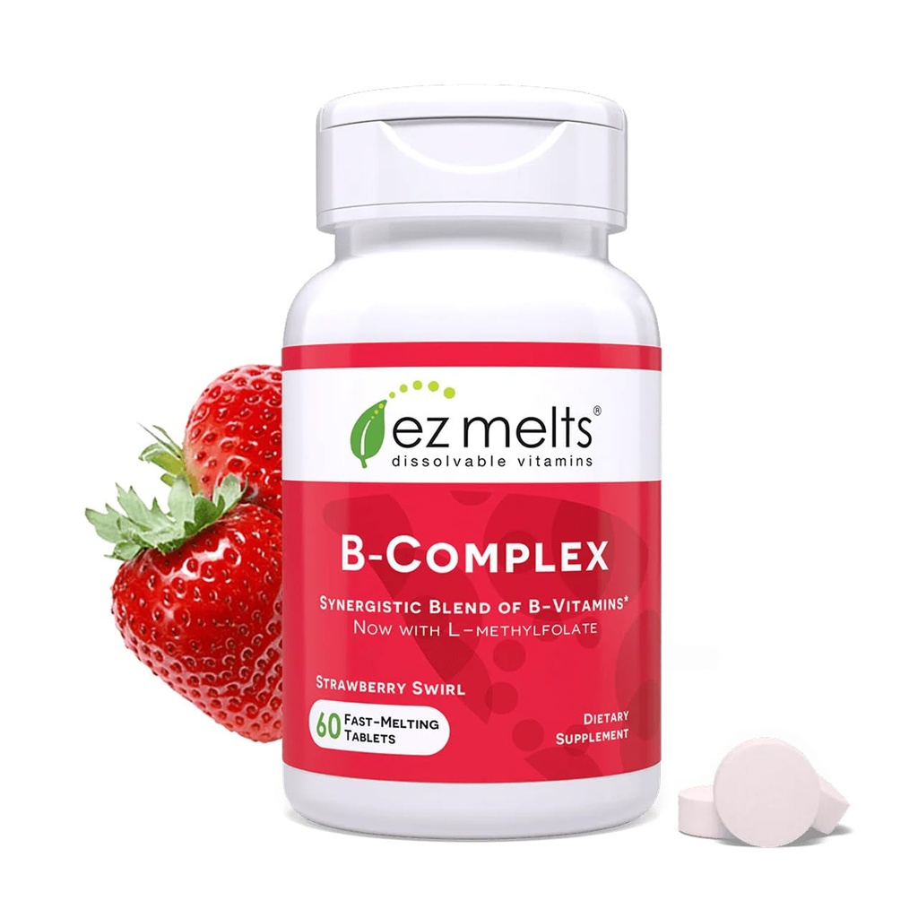 Derreter EZ Dissolvível Vitamina B-Complexo com metil B12 e folato de metilo, livre de açúcar, 2 meses de fornecimento - 1 embalagem