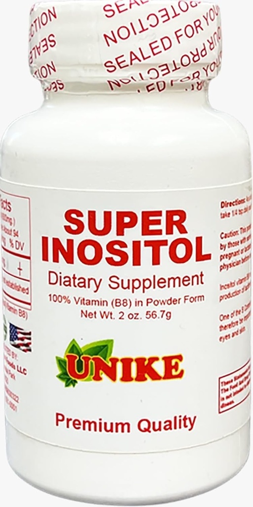 Super Inositol Suplemento dietético (Inositol Vitamina B8) Pó para equilíbrio hormonal, fertilidade e suporte ovariano; Sem glúten, Vegan 2 Oz (Pack of 1)