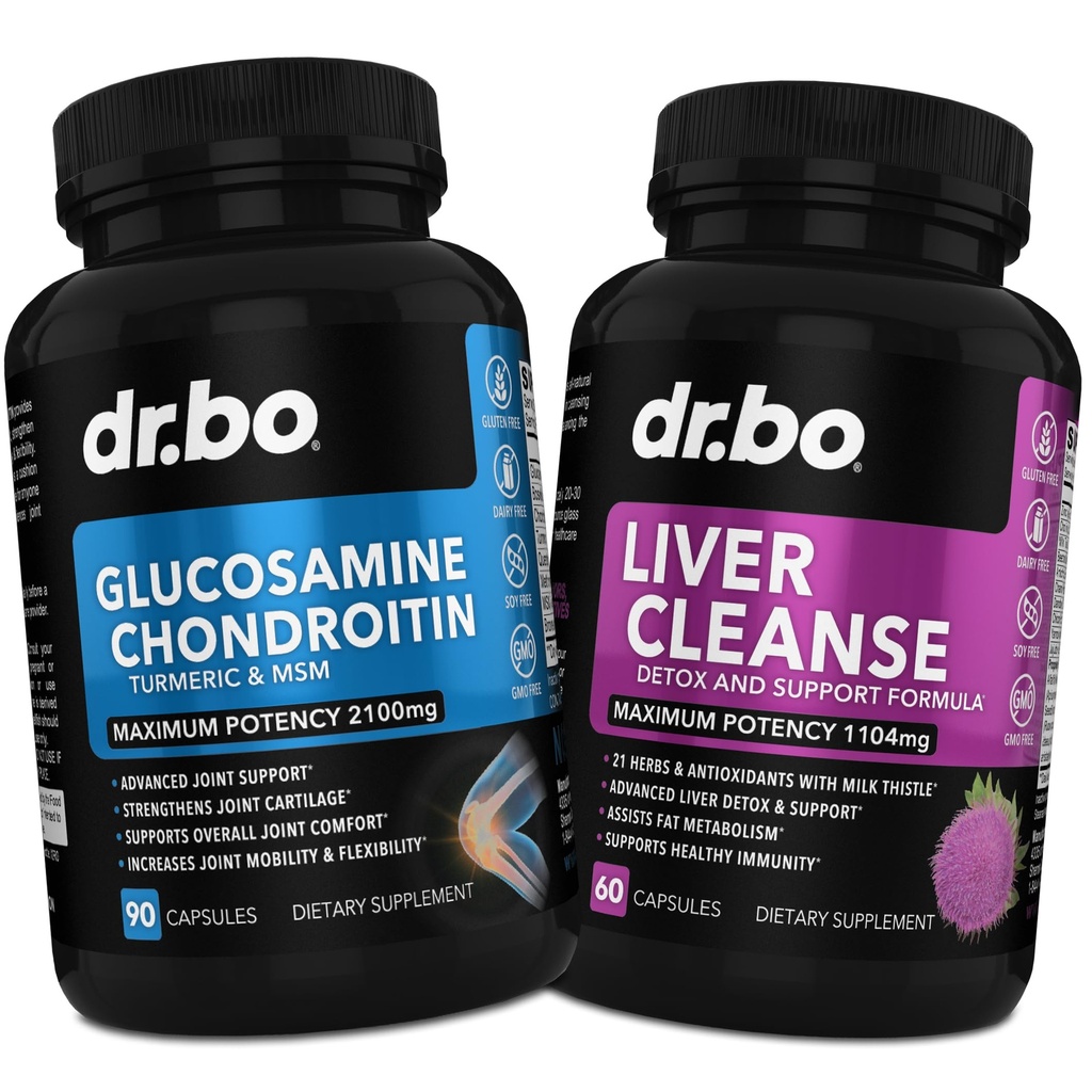 Glucosamina Condroitin MSM Turmeric & Liver Cleanse Detox - Suplemento de saúde conjunta Joelho articulações ósseas, fígado Cleanse Detox Suporte - Pills de suporte conjunto Glucosamina Sulfate Cápsulas Juntas Suplementos