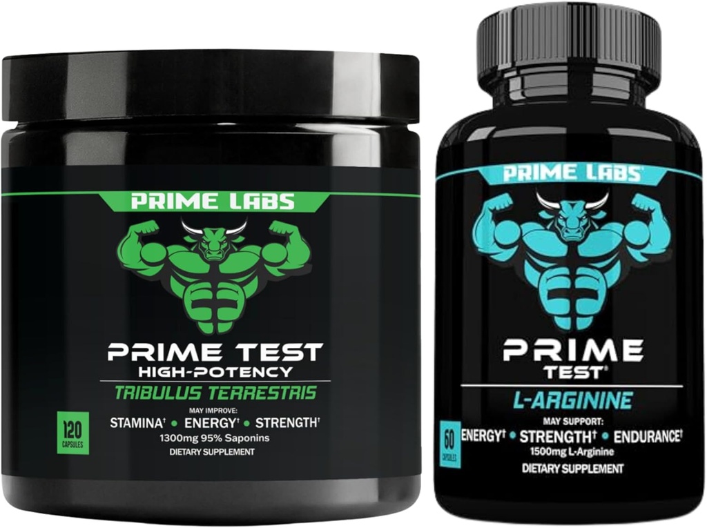 Laboratórios Prime Tribulus Terrestris (120 ct) + L Óxido nítrico arginina (60 ct)