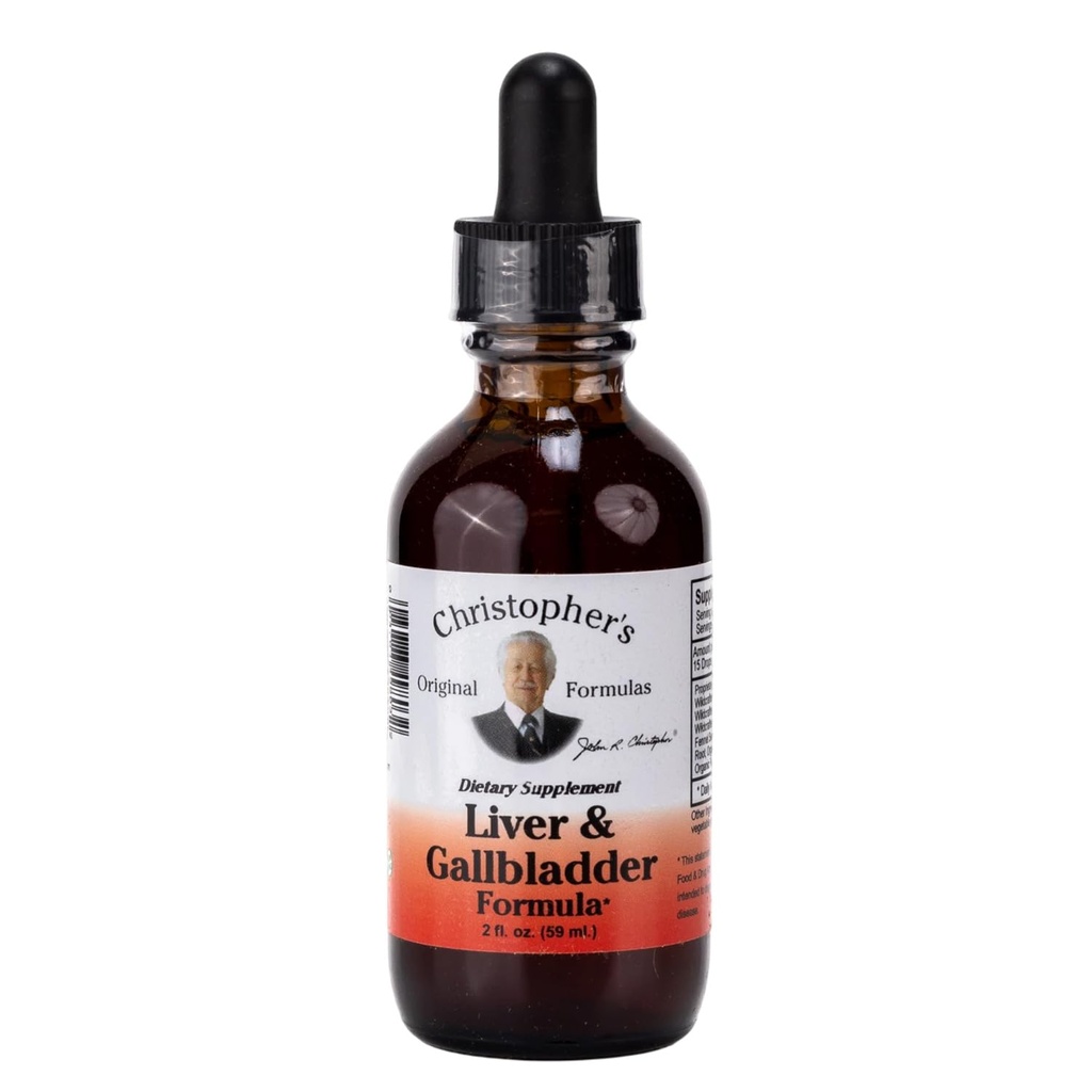Fórmulas originais de Christopher Fígado & Fórmula de vesícula biliar, Suplemento de ervas para Detox & Suporte Digestivo, 2 fl oz