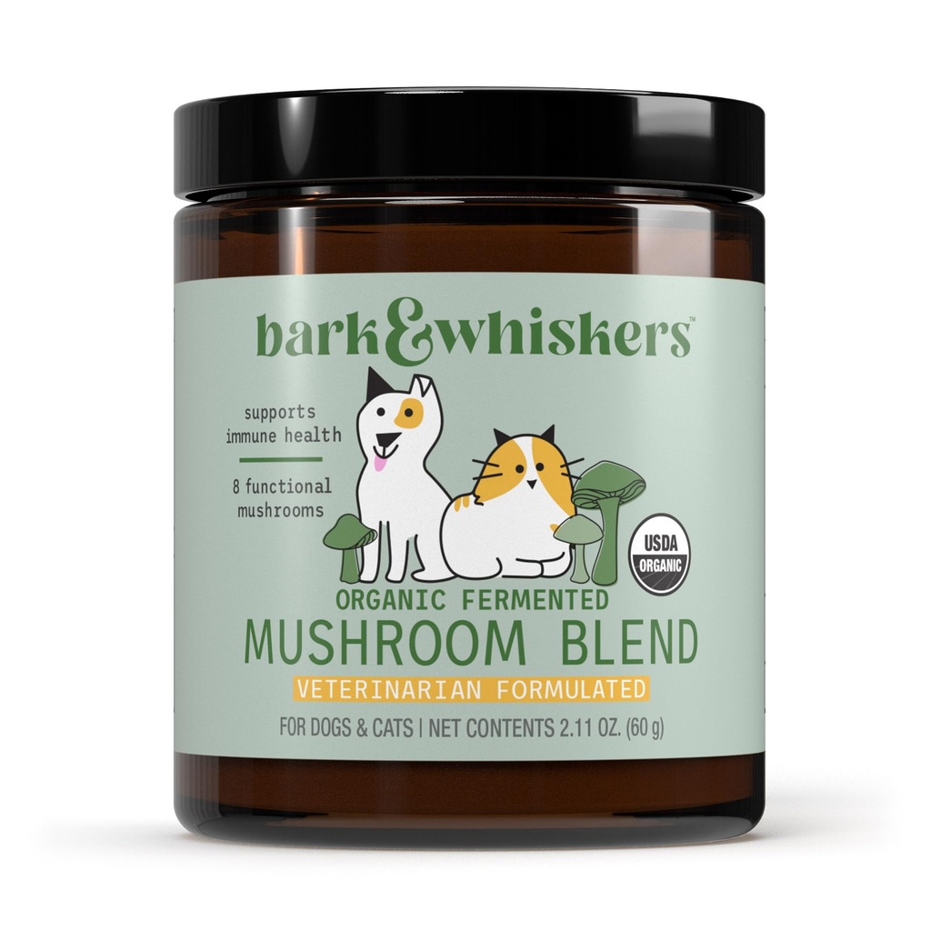 Dr. Mercola Bark & Whiskers mistura de cogumelos fermentados orgânicos - Cat & Dog Supplement - Suporta Saúde Digestiva e Imune - Livre de aditivos, enchimento e glúten - 2.11 oz. (60 Scoops)