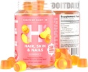 Saúde pelo Habit Habit Hair, Pele e unhas Suplemento (60 chicletes) - 2500mcg Biotina, Vitamina C, Vitamina E, unhas fortes, sabor de pêssego, Vegan, Glúten livre, Não-GMO